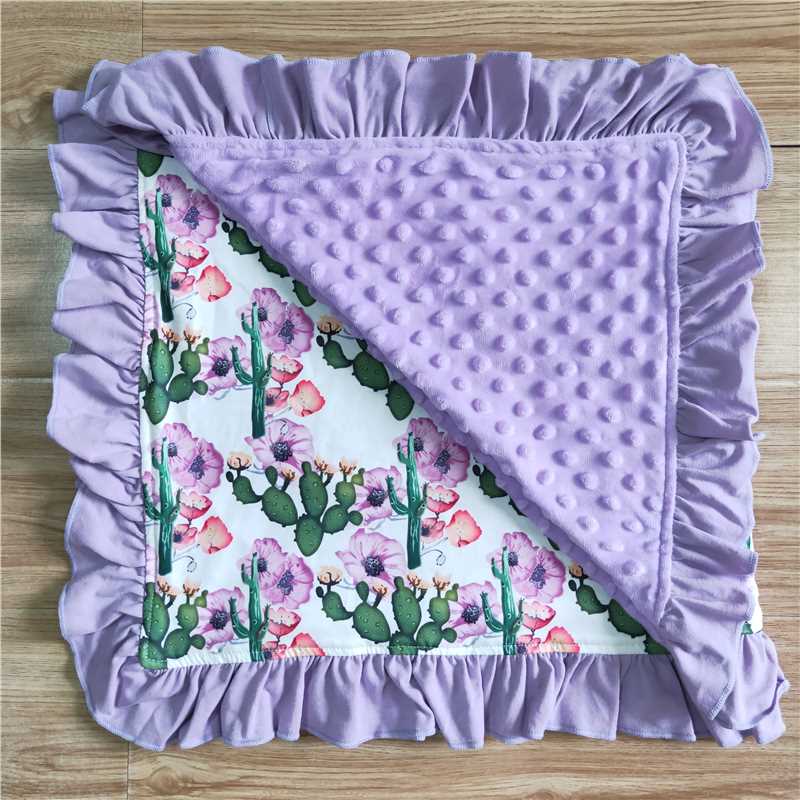 BL0002 Western Cactus Flower Baby Girl Blanket