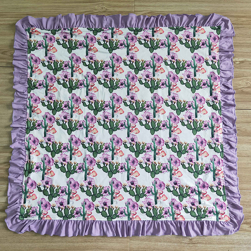 BL0002 Western Cactus Flower Baby Girl Blanket