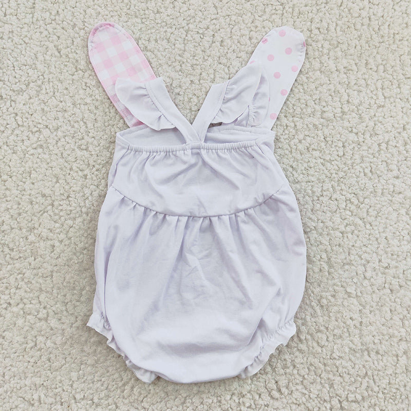 SR0111 Baby Girl Easter Embroidery Rabbit Bunny Romper