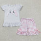 BSSO0090 Baby Boy Easter Embroidery Rabbit Plaid Shorts Outfit