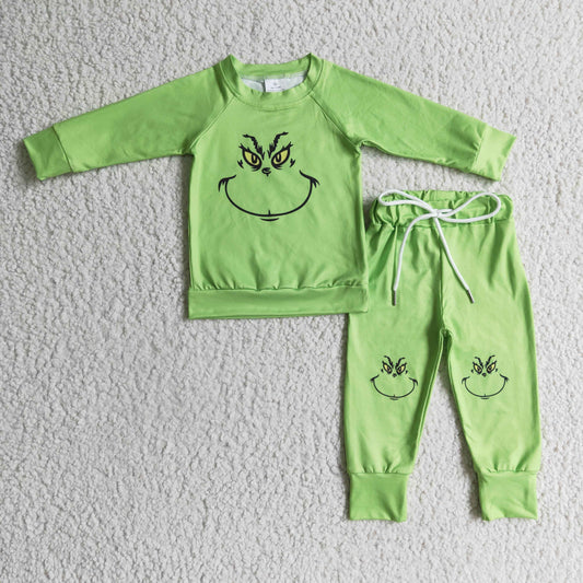 BLP0111 Kids Baby Boy Cartoon Green Pajamas Outfit