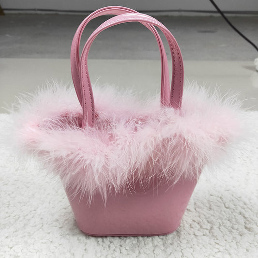 BA0028 Baby Girl Pink Fur Princess Bag