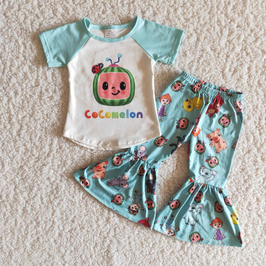 Baby Girl Blue Short Sleeve Bell Set