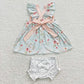 GBO0115 Baby Girl Short Sleeves Floral Bummie Summer Outfit