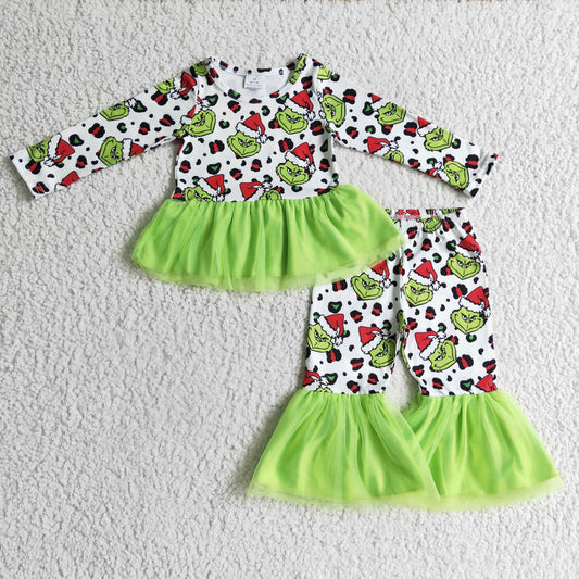 GLP0301 Baby Girl Christmas Green Tulle Outfit