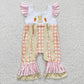 SR0129 Baby Girl Embroidery Rabbit Carrot Plaid Easter Romper