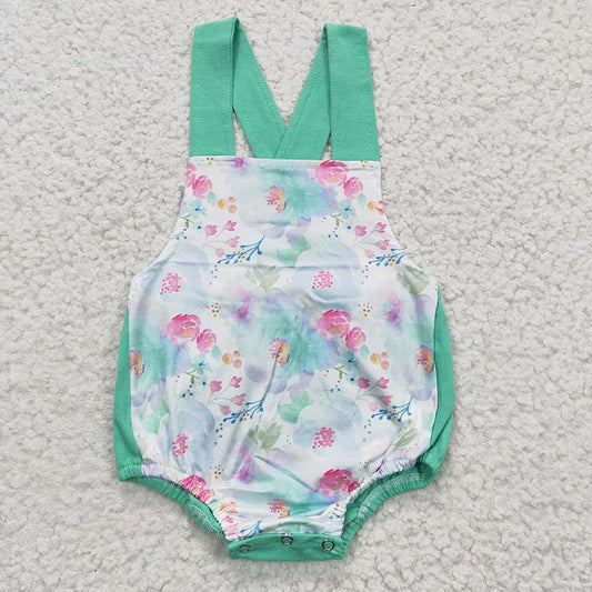 D5-1 Baby Girl Floral Bubble Summer Romper