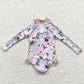 S0085 Baby Girl Floral Long Sleeves One Piece Swimsuit Outfit