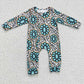 LR0254 Baby Girl Turquoise Leopard Romper