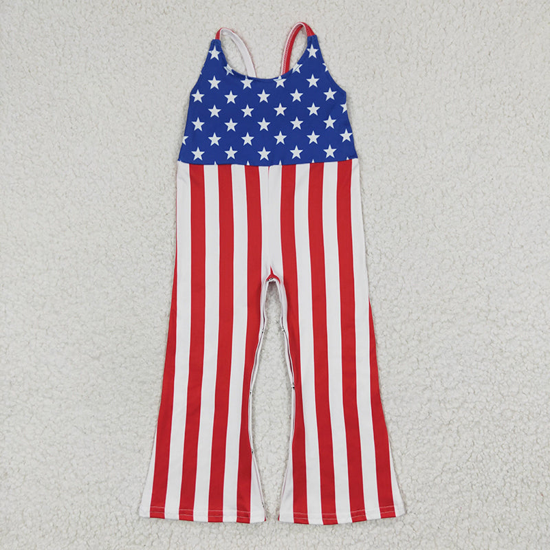 SR0256 Baby Girl July 4th Star Striped Jumpsuit