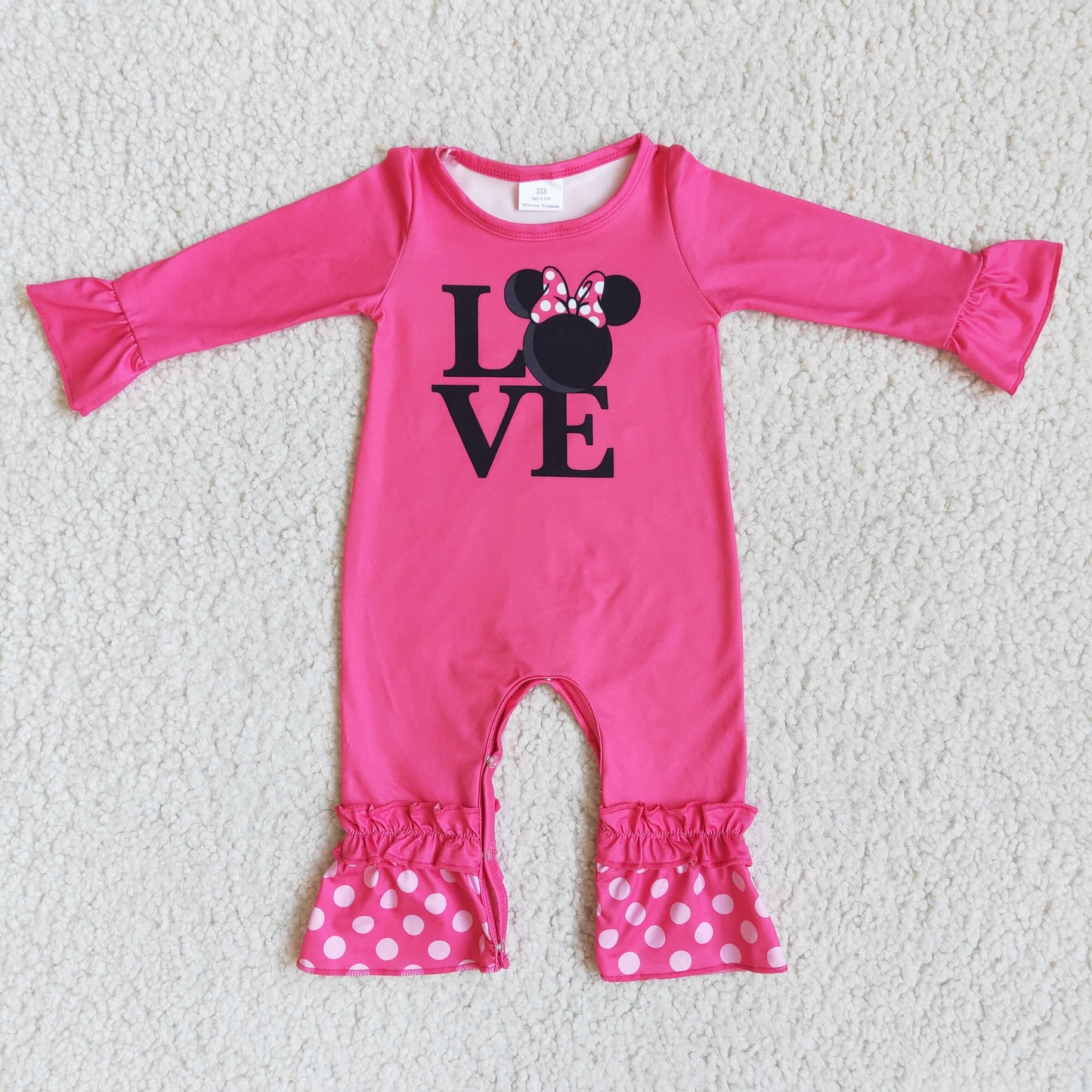 6 B8-3 Baby Girl Love Cartoon Dots Pants Pink Outfit
