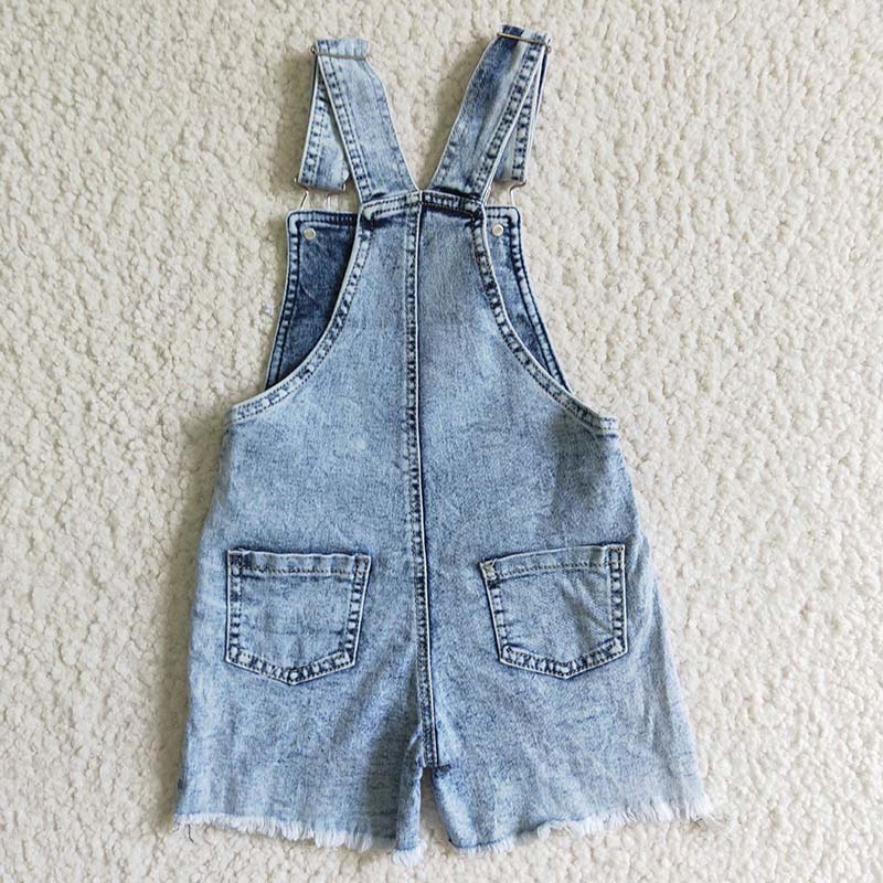 SS0022 Summer Baby Denim Peach Shorts Overalls