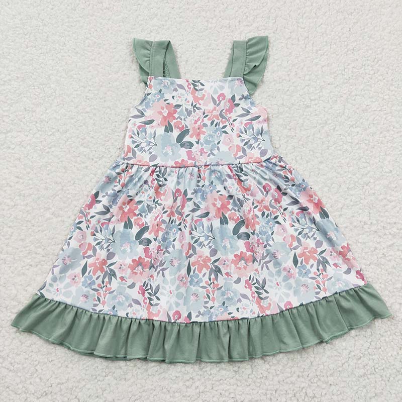 GSD0319 Baby Girl Short Sleeves Floral Summer Dress