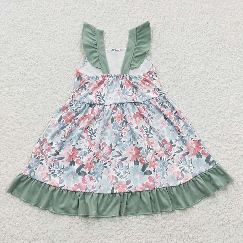 GSD0319 Baby Girl Short Sleeves Floral Summer Dress