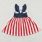 GSD0289 Baby Girl July 4th Star Striped Short Sleeves Summer Dress