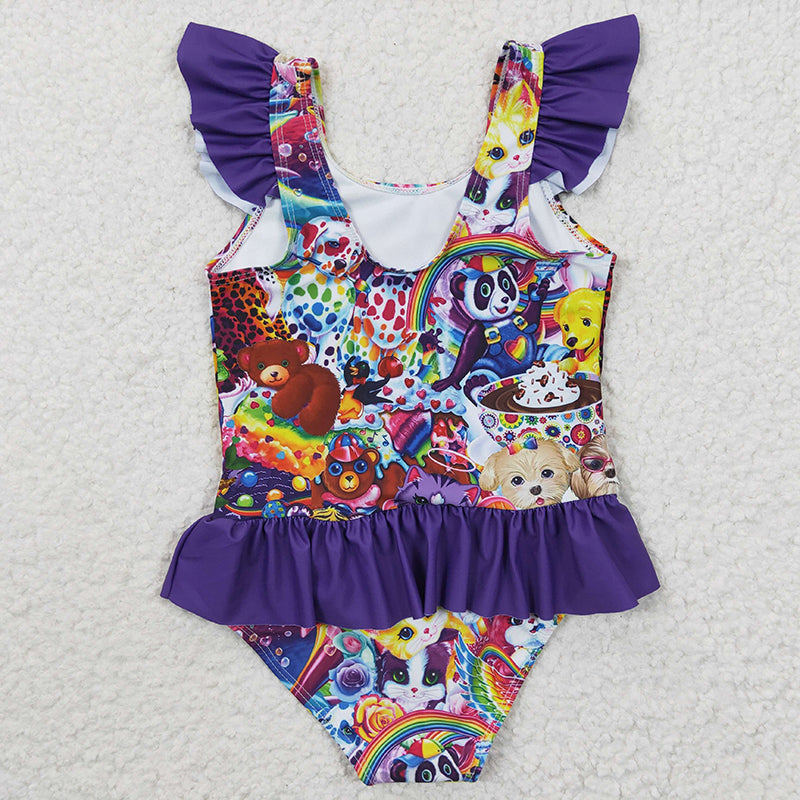 S0041 Baby Girl Cartoon Short Sleeves One Piece Swimsuit