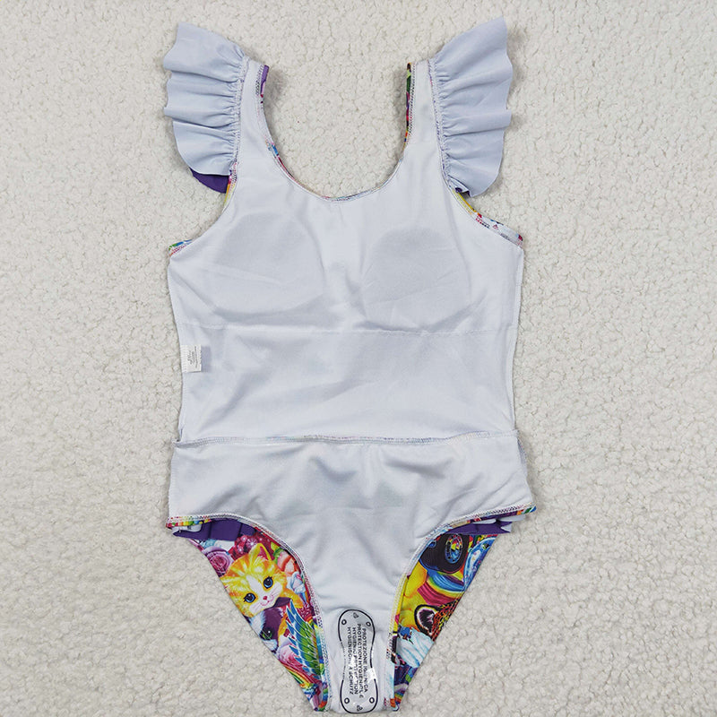 S0041 Baby Girl Cartoon Short Sleeves One Piece Swimsuit