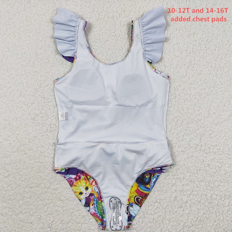 S0041 Baby Girl Cartoon Short Sleeves One Piece Swimsuit