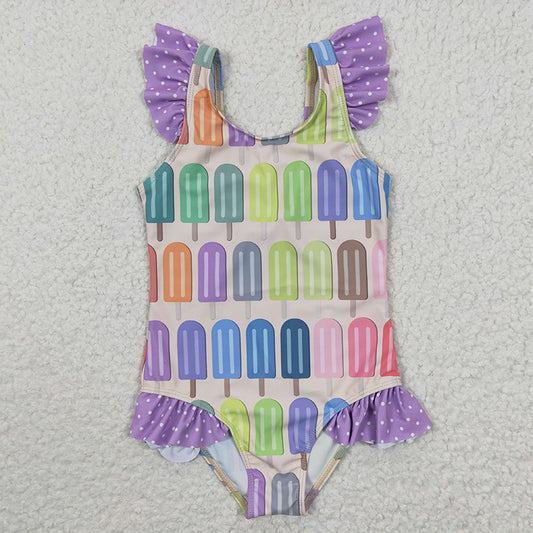 S0079 Baby Girl Popstick Short Sleeves One Piece Swimsuit