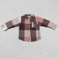 GT0073 Baby Girl Kids Pink Plaid Cotton Pocket Flannel Button Up Shirt