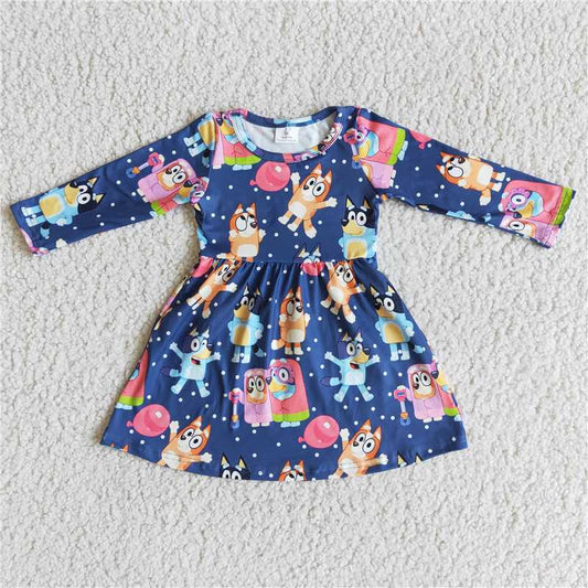 Baby Girl Long Sleeve Dog Twirl Dress