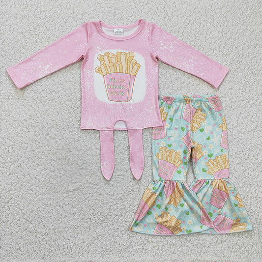 GLP0373 Baby Girl Kids Pink Fries Bell Pants Valentine's Outfit