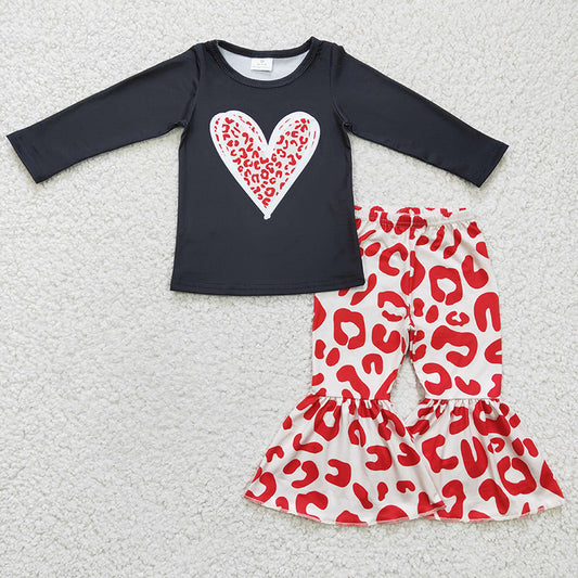 GLP0404 Baby Girl Heart Leopard Kids Valentine's Outfit