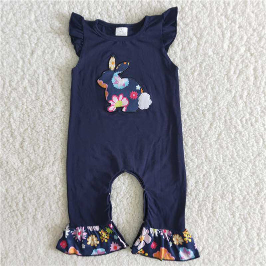 Easter Baby Girl Rabbit Bunny Embroidery Romper