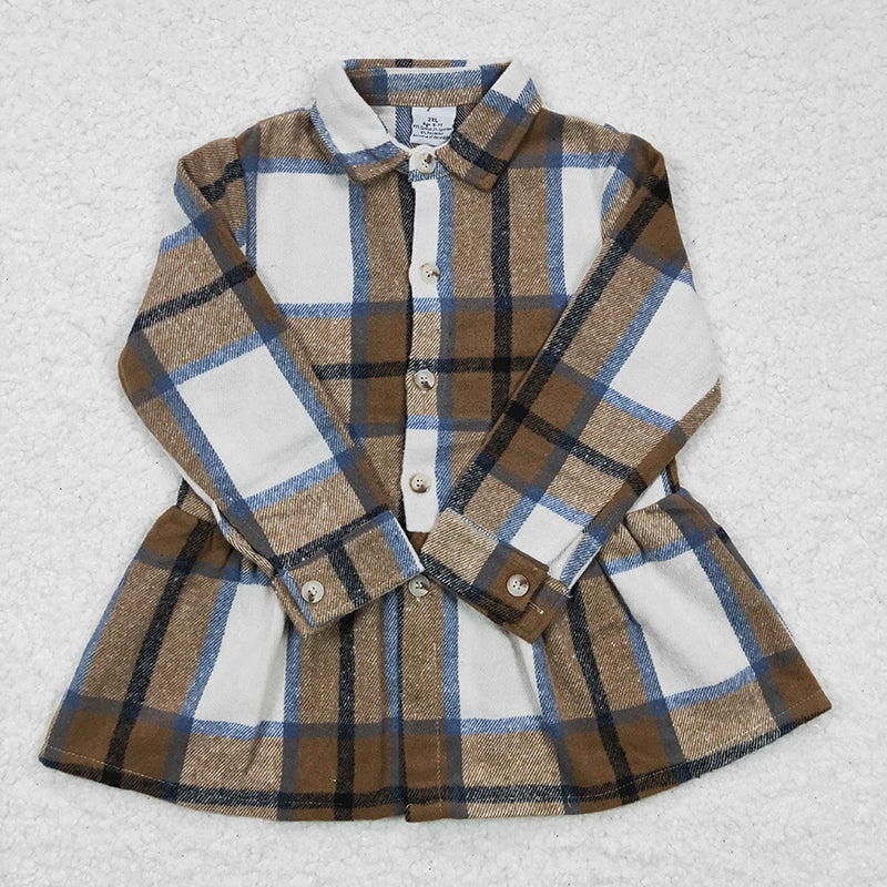 GT0089 Baby Girl Kids Plaid Flannel Top