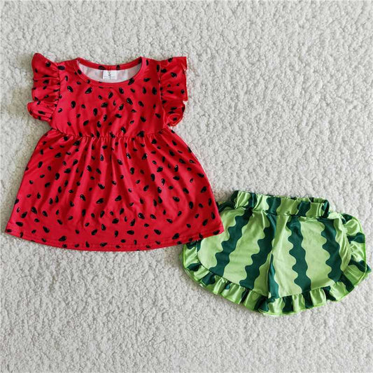 D6-28 Baby Girl Summer Watermelon Shorts Outfit