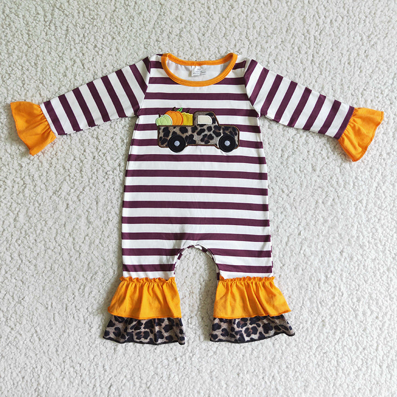 LR0007 Baby Girl Embroidery Pumpkin Romper