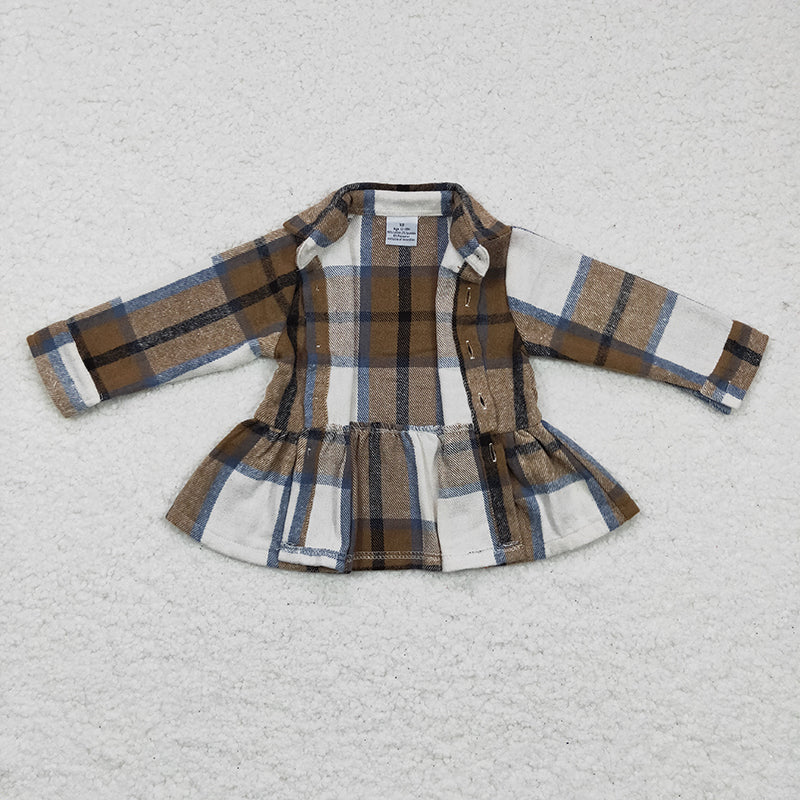 GT0089 Baby Girl Kids Plaid Flannel Top