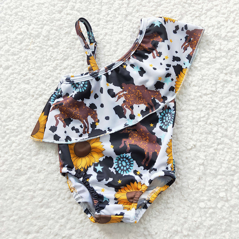 S0045 Baby Girl Western Rodeo Summer One Piece Swimsuit