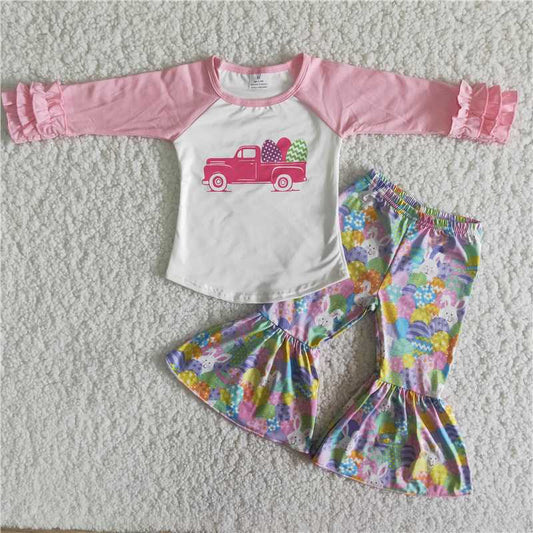 Easter Baby Girl Egg Car Rabbit Bunny Bell Pants Outfit