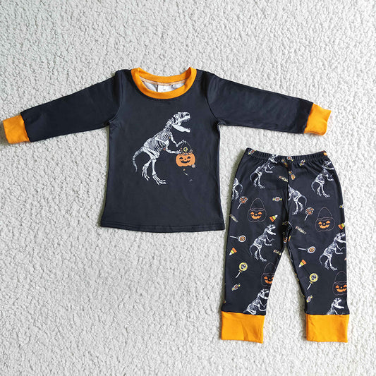 Promotion Baby Boy Halloween Dinosaur Pumpkin Pajamas