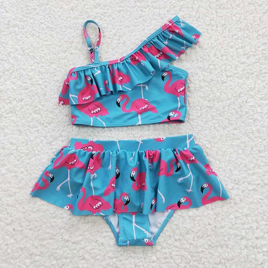 S0087 Baby Girl Flamingo Swimsuit Summer Outfit