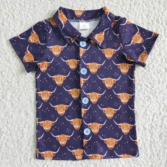 BT0005 Baby Boy Summer Western Cow Shirt