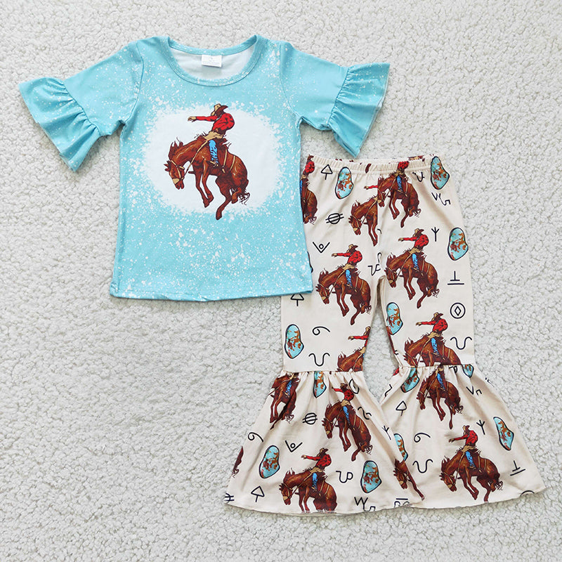 GSPO0336 Baby Girl Western Horse Bell Pants Outfit