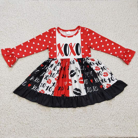 GLD0174 Baby Girl Heart Long Sleeves Valentine's Twirl Dress