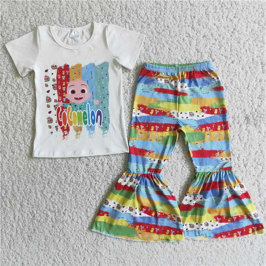 Baby Girl Colorful Stripe Bell Pants Set