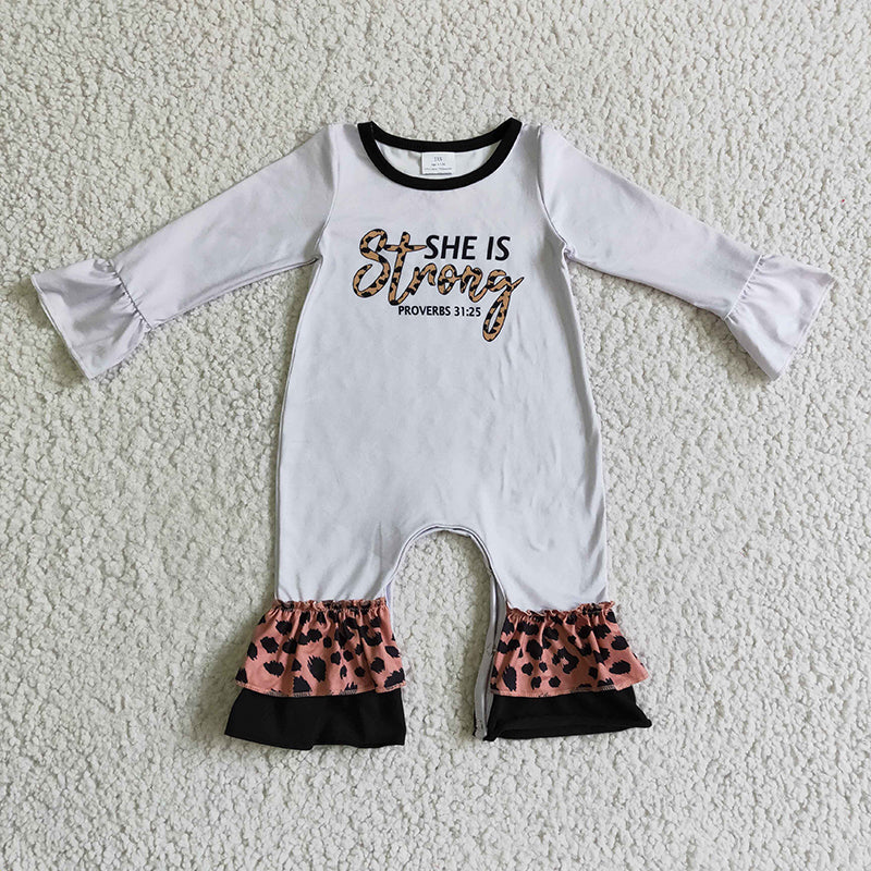 LR0216 Baby Girl Leopard Romper