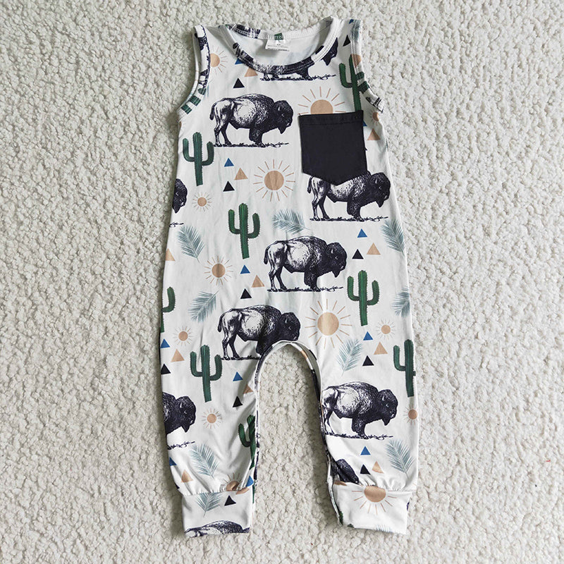 SR0071 Baby Boy Western Cow Romper