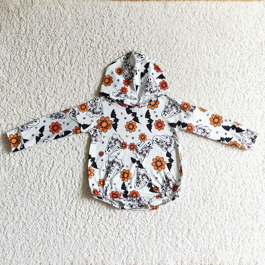LR0160 Baby Kids Halloween Ghost Flower Romper