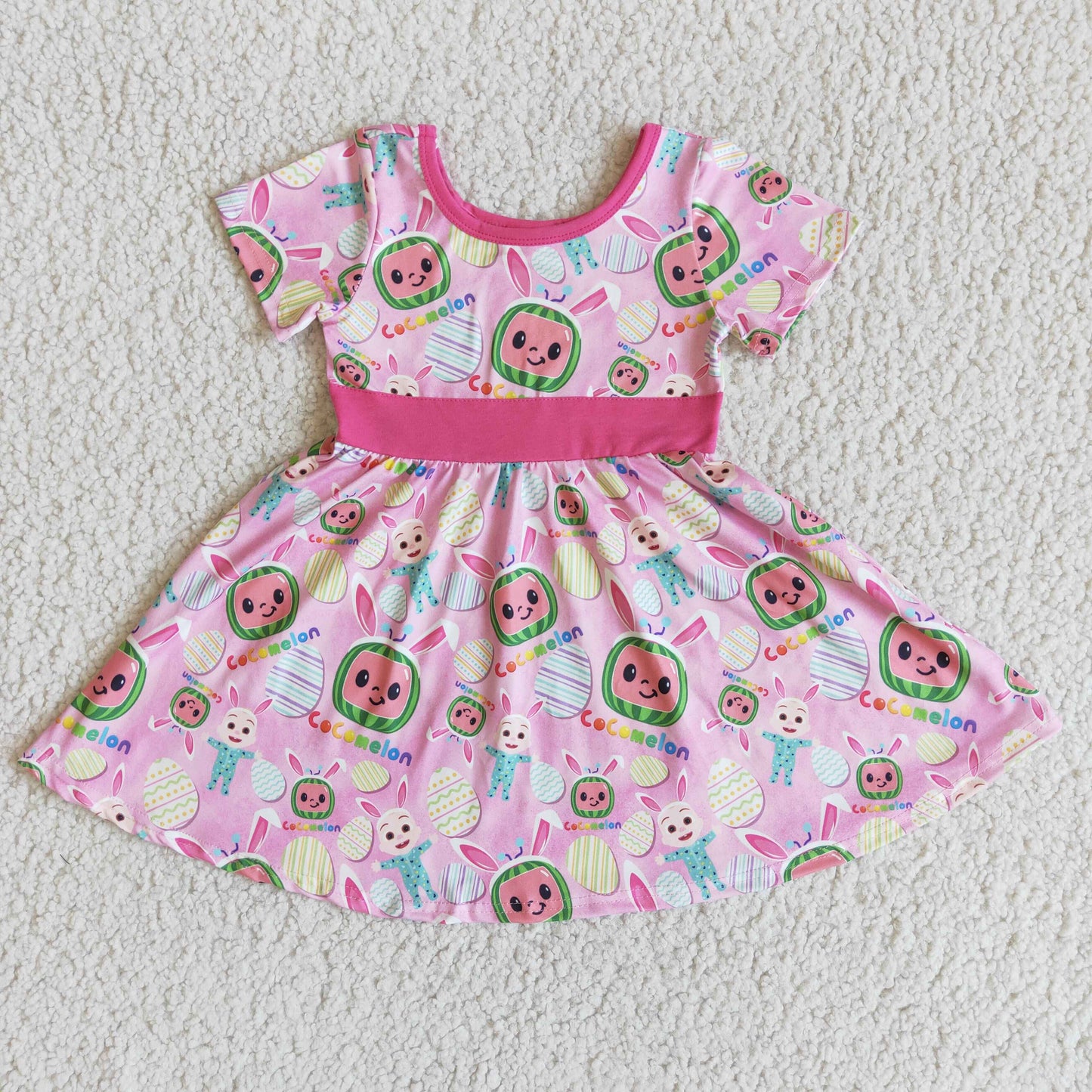 Easter Baby Girl Bunny Melon Dress