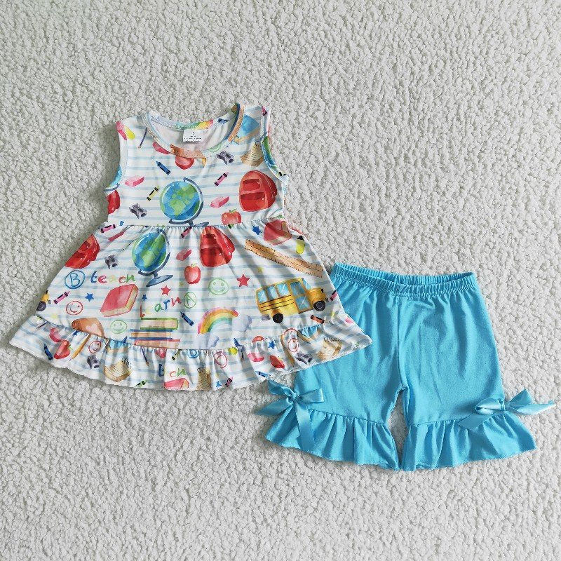 GSSO0112 Baby Girl Summer School Shorts Outfit