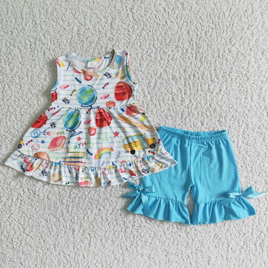 GSSO0112 Baby Girl Summer School Shorts Outfit