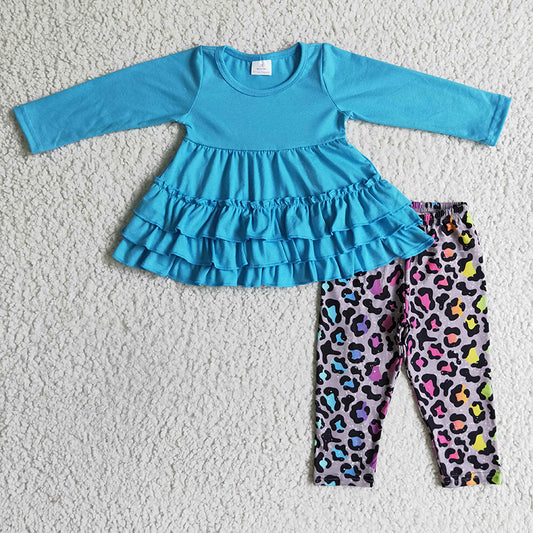 GLP0333 Baby Girl Tunic Colorful Leopard Legging pants set