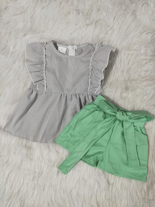 Baby Girl Summer Green Shorts With Pocket Outfit