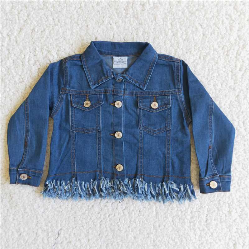 6 B1-39 Baby Girl Navy Blue Long Sleeve Denim Jacket Coat