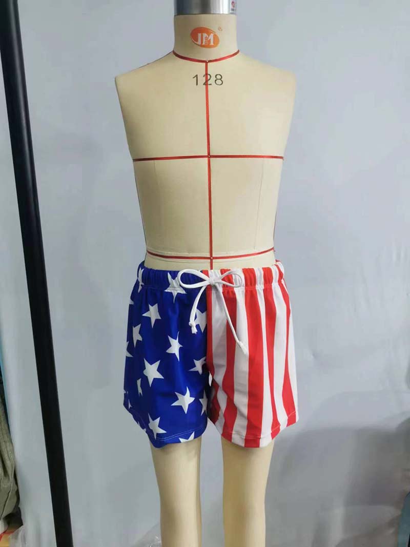 S0089 Baby Boy July 4th Star Striped Swim Trunks Shorts